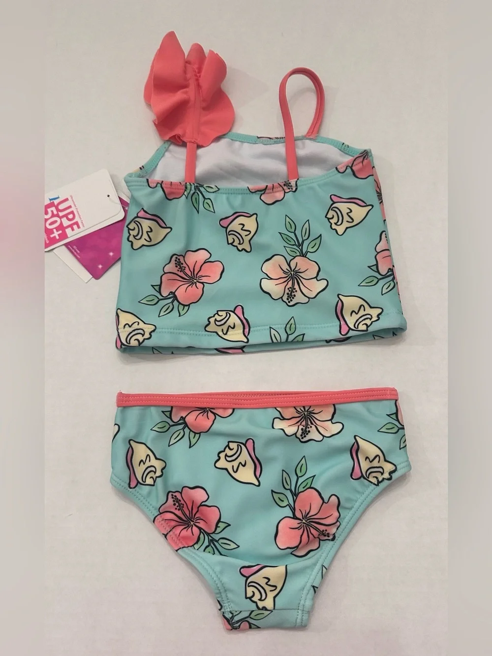 Moana Toddler Girl Aqua color Ruffle-Strap Tankini Swim Set, Size 18 Months